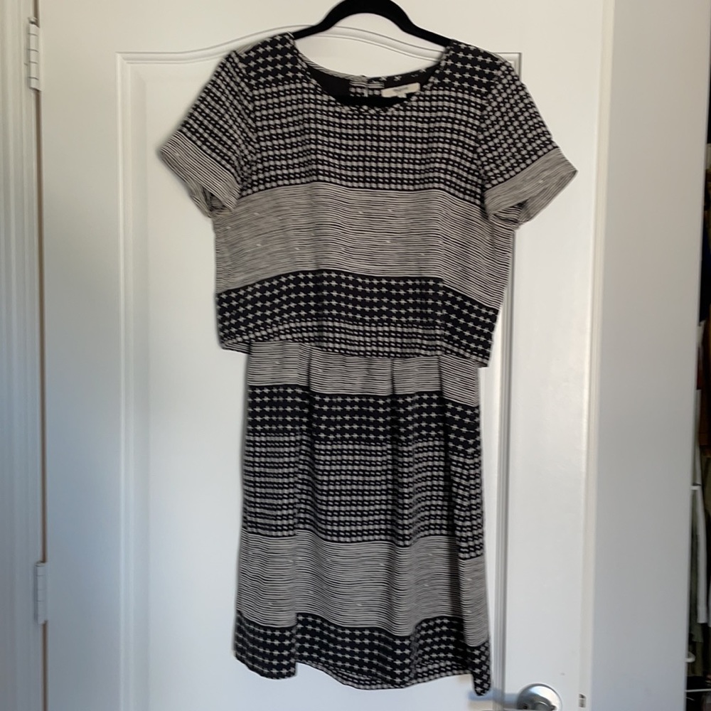 Madewell black and white dress w peekaboo back